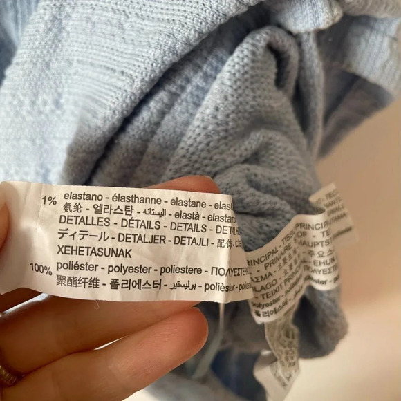 Zara Cable Knit Weave Tight Bodycon Mini Dress Light Powder Blue Sz M - Picture 6 of 6